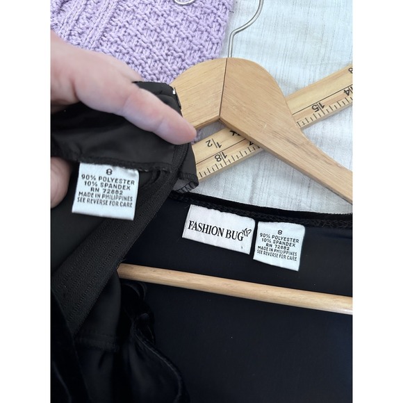 VTG Fashion Bug Velvet Dress Size 8 Black Slip Formal Gown Bolero Prom Y2K Goth - Picture 11 of 11